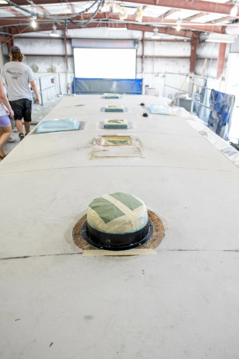 work being done on an rv roof