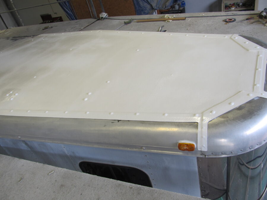 Finished horse trailer sealed with FlexArmor lifetime no leak sprayed roof