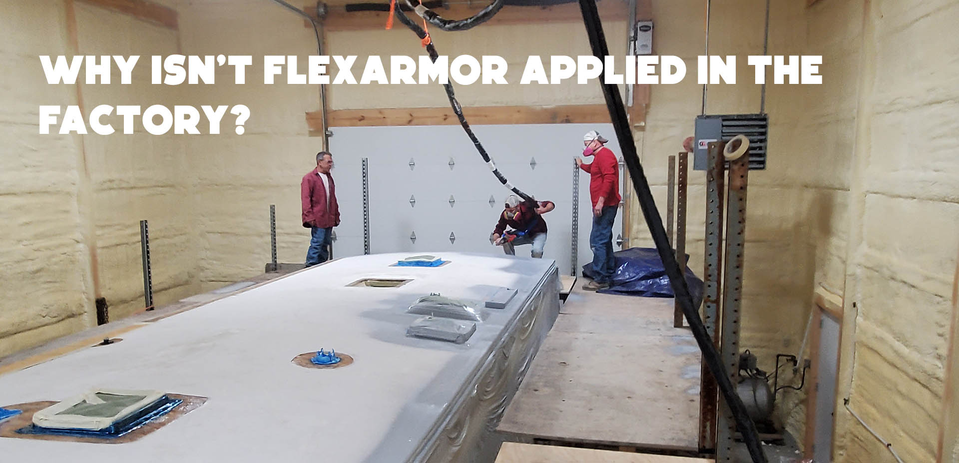 lifetime rv roof shop in kansas city applying flexarmor in shop